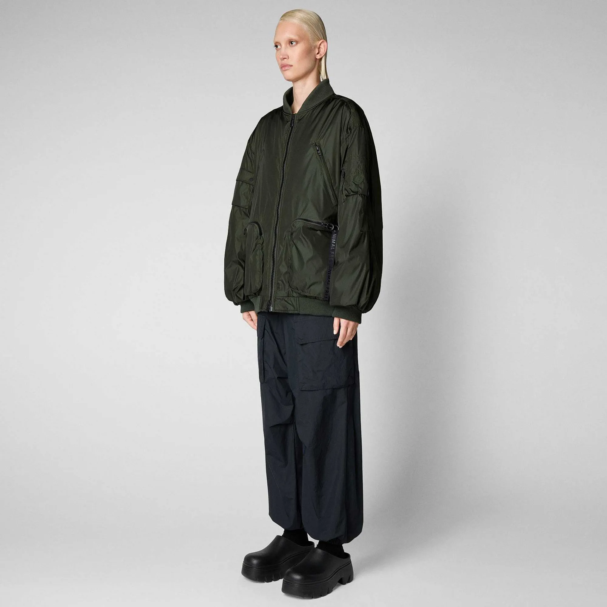 Kvinner Save The Duck Unisex Bomberjakke Usher I Furugronn