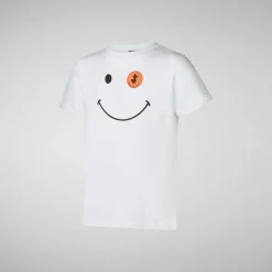 Gutt Save The Duck Unisex T-Skjorte For Barn Asa I Hvit