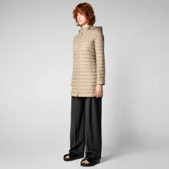 Kvinner Save The Duck Woman'S Animal Free Puffer Bryanna In Dune Beige