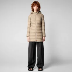 Kvinner Save The Duck Woman'S Animal Free Puffer Bryanna In Dune Beige