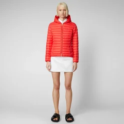 Kvinner Save The Duck Woman'S Animal Free Puffer Jacket Daisy In Jack Red