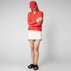 Kvinner Save The Duck Woman'S Animal Free Puffer Jacket Daisy In Jack Red