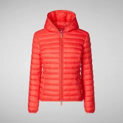 Kvinner Save The Duck Woman'S Animal Free Puffer Jacket Daisy In Jack Red