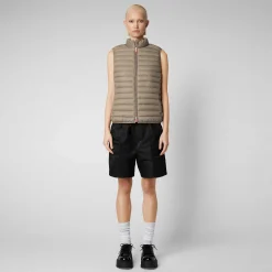 Kvinner Save The Duck Woman'S Quilted Gilet Charlotte I Elephant Grey